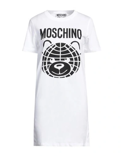 Shop Moschino Woman Mini Dress White Size 10 Organic Cotton