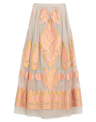 Shop Alberta Ferretti Woman Maxi Skirt Sand Size 6 Acetate, Polyamide, Silk, Elastane In Beige