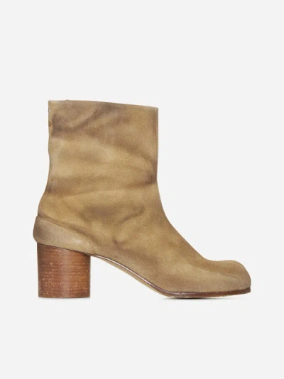 Shop Maison Margiela Tabi Suede Ankle Boots In Medal Bronze