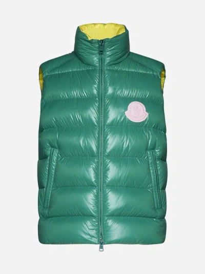 Shop Moncler Parke Quilted Nylon Down Vest In Green