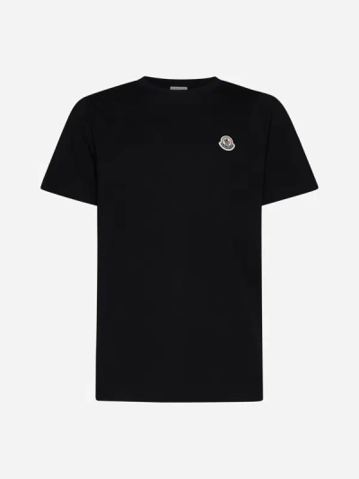 Shop Moncler Logo-patch Cotton T-shirt In Black
