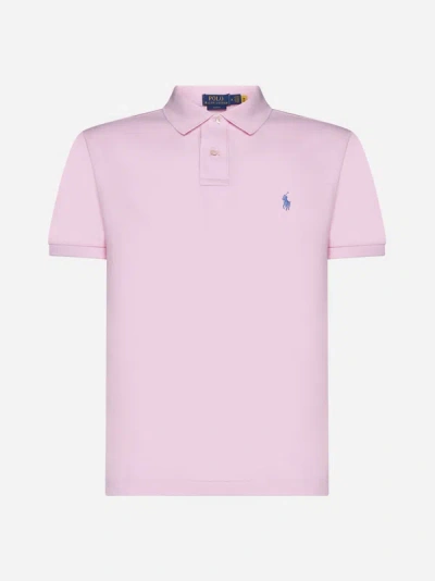 Shop Polo Ralph Lauren Logo Cotton Polo Shirt In Pink