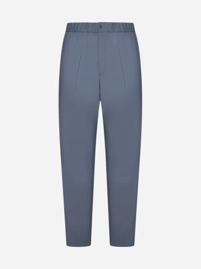 Shop Giorgio Armani Silk-blend Trousers In Powder Blue