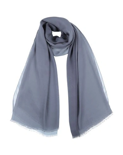 Shop Giorgio Armani Woman Scarf Grey Size - Silk