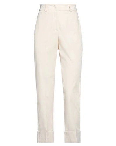 Shop Peserico Woman Pants Ivory Size 12 Cotton, Elastane In White