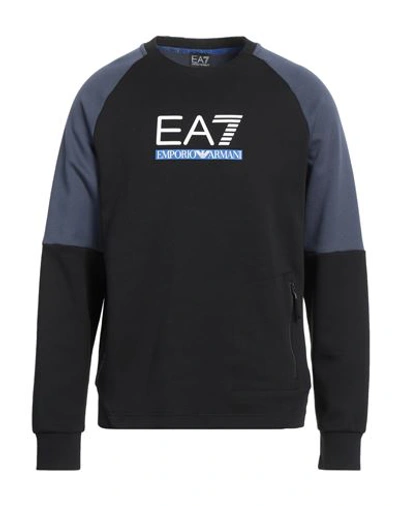 Shop Ea7 Man Sweatshirt Black Size Xl Cotton, Polyester