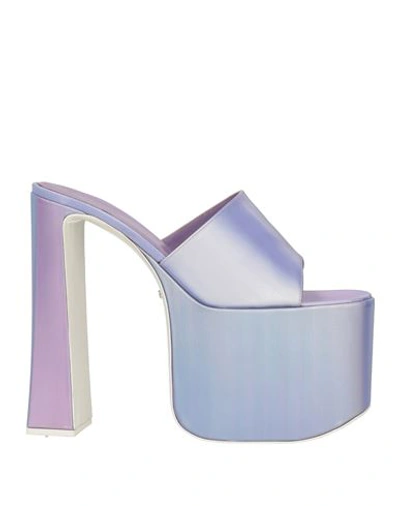 Shop Gcds Woman Sandals Lilac Size 10 Textile Fibers, Soft Leather In Purple