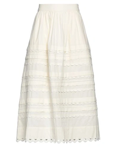 Shop Sea Woman Midi Skirt Ivory Size 0 Cotton In White