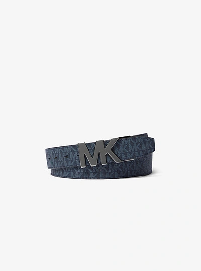 Shop Michael Kors 4-in-1 Signature Logo Belt Box Set In Blue