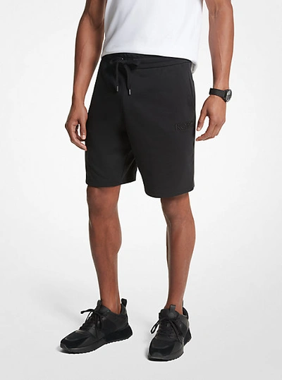 Shop Michael Kors French Terry Cotton Blend Shorts In Black