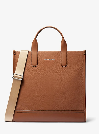 Shop Michael Kors Hudson Pebbled Leather Tote Bag In Brown