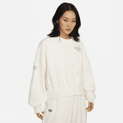 Shop Nike Women's Naomi Osaka Phoenix Fleece Over-oversized Crew-neck Sweatshirt In Brown