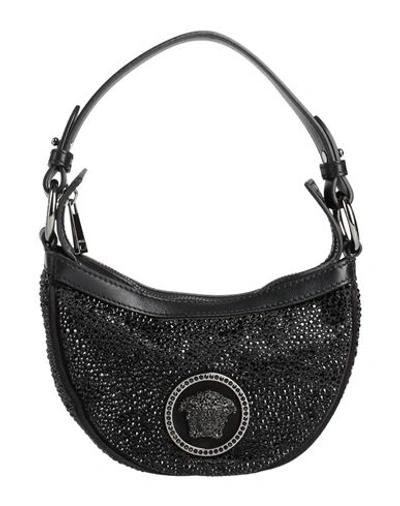 Versace Mini Crystal Top Handle Bag In Black