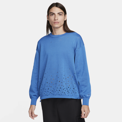 Shop Nike Men's  Sportswear Tech Pack Long-sleeve Sweater In Blue