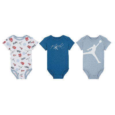 Shop Jordan Flight Patch Baby (0-9m) Printed Bodysuits In Blue