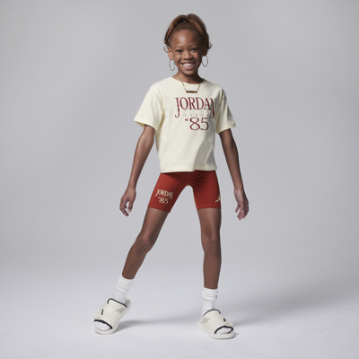 Shop Jordan Brooklyn Mini Me Little Kids' Bike Shorts Set In Red
