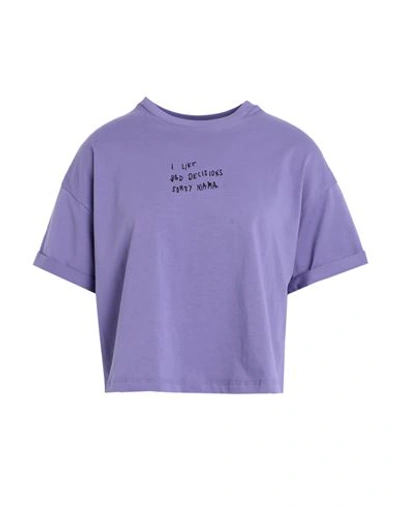 Shop The Lulù Woman T-shirt Deep Purple Size Onesize Cotton