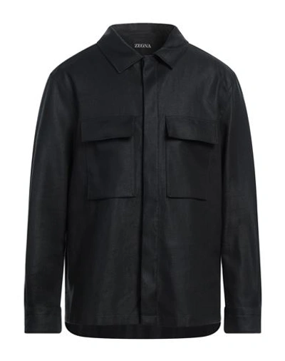 Shop Zegna Man Shirt Black Size Xxl Linen