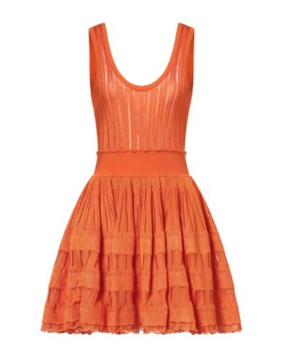 Shop Alaïa Woman Mini Dress Orange Size 8 Viscose, Polyamide, Elastane