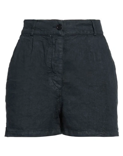 Shop Aspesi Woman Shorts & Bermuda Shorts Midnight Blue Size 6 Linen