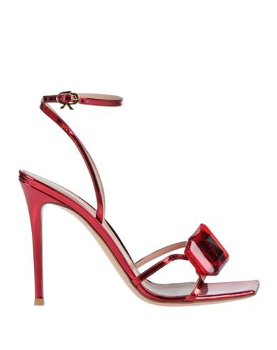 Shop Gianvito Rossi Woman Sandals Red Size 6 Soft Leather
