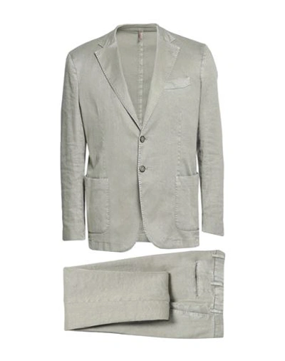 Shop Santaniello Man Suit Sage Green Size 40 Linen, Cotton, Elastane