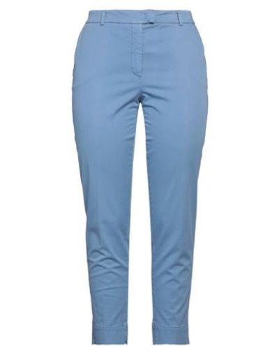Shop Cappellini By Peserico Woman Pants Slate Blue Size 12 Cotton, Elastane