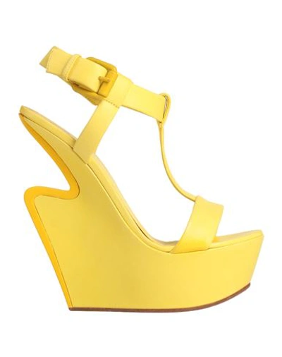 Shop Giuseppe Zanotti Woman Sandals Yellow Size 9 Leather