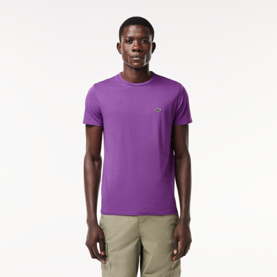 Shop Lacoste Monochrome Cotton Pima Jersey Crew Neck T-shirt - 4xl - 9 In Purple
