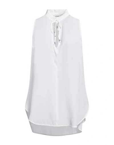 Shop Dondup Woman Top White Size 6 Acetate, Silk