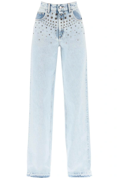 Shop Alessandra Rich Jeans With Studs In Blue