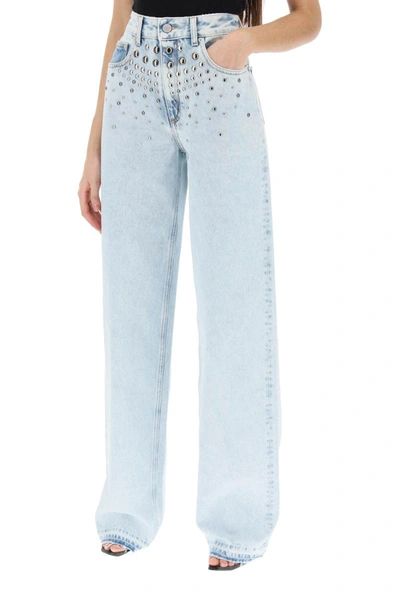Shop Alessandra Rich Jeans With Studs In Blue