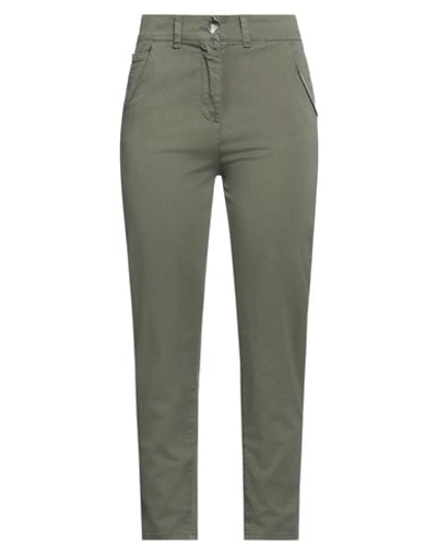 Vicolo Woman Pants Military Green Size Xs Cotton, Elastane In Green
