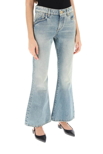 Shop Balmain Western-style Crop Bootcut Jeans In Blue