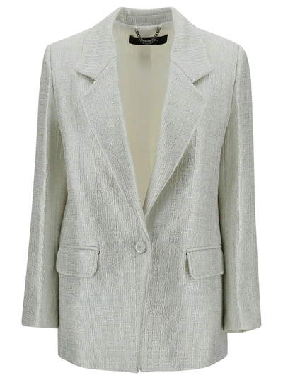 Shop Federica Tosi Silver Single-breasted Jacket With A Single Button In Cotton Blend Man In Grey