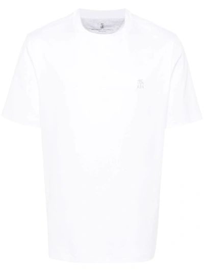 Shop Brunello Cucinelli T-shirts And Polos In Bianco Grigio