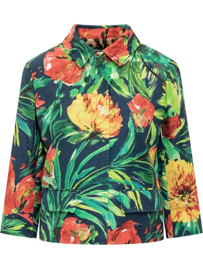 Shop Dolce & Gabbana Gabbana Brocade Bloom Jacket In Multicolor