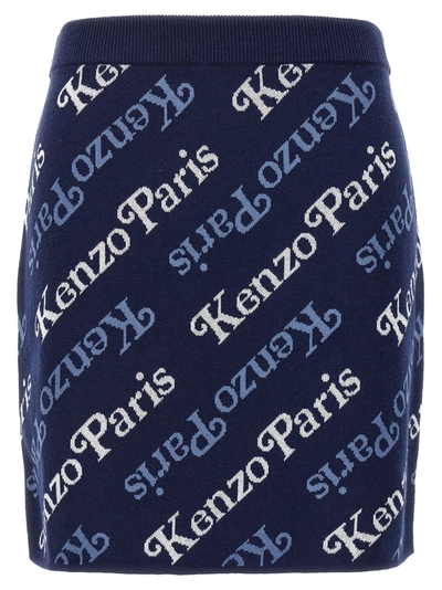 Shop Kenzo All Over Logo Skirt Skirts Blue