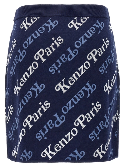 Shop Kenzo All Over Logo Skirt Skirts Blue