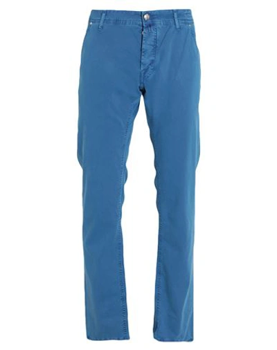 Shop Jacob Cohёn Man Pants Light Blue Size 32 Cotton, Elastane