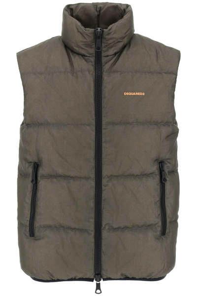 Shop Dsquared2 Ripstop Puffer Vest In Green