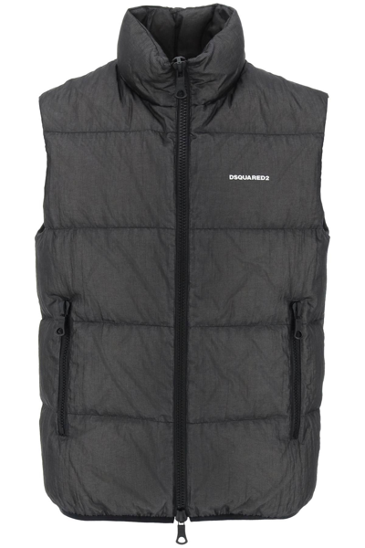 Shop Dsquared2 Ripstop Puffer Vest In Black
