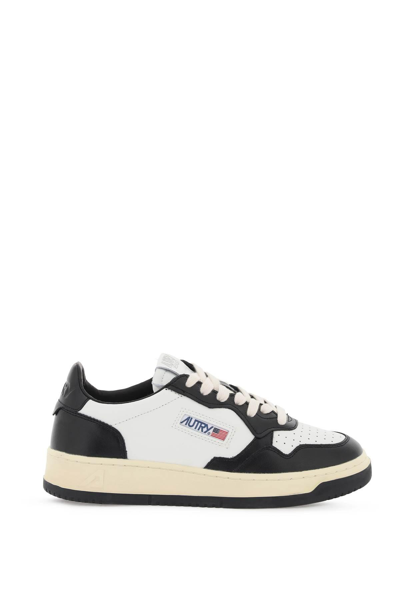 Shop Autry Medalist Low Sneakers In White,black