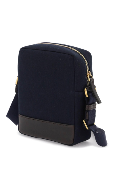 Shop Thom Browne Canvas Camera Bag In Blue,brown