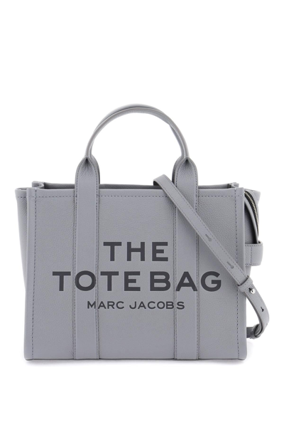 Shop Marc Jacobs The Leather Medium Tote Bag In Grey
