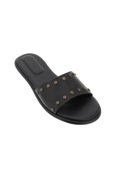 Shop Isabel Marant Leather Vikee Slides In Black