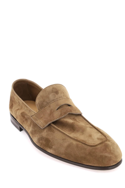 Shop Brunello Cucinelli Suede Loafers In Brown