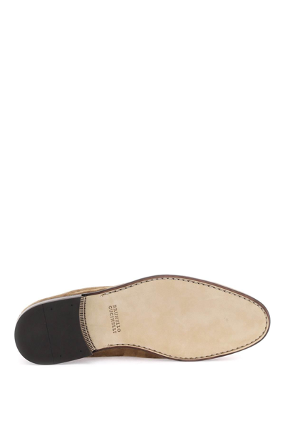 Shop Brunello Cucinelli Suede Loafers In Brown