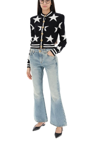 Balmain Western Bootcut Jeans In Light Blue