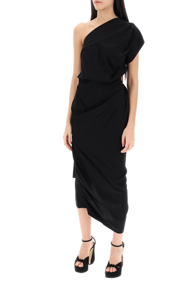 Shop Vivienne Westwood Andalouse Draped One-shoulder Dress In Black